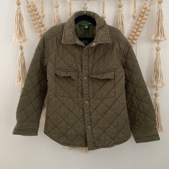 Dip boys quilted jacket army green twill utility shirt jacket kids medium 8/10 - Picture 2 of 14